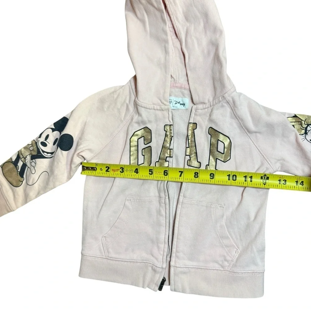 Gap x Disney Baby Pink Zip Up Hoodie Mickey Minnie Gold Logo Size 2T